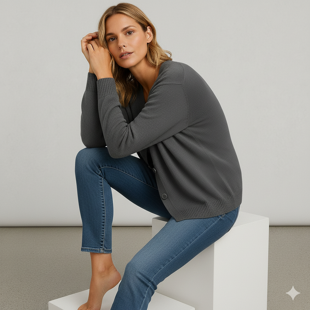 Damen Strickjacke mit V-Ausschnitt | Herbst & Übergang