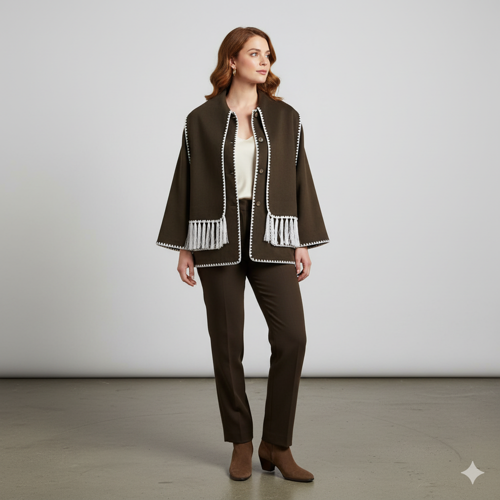 Damen Wollmantel mit Schal Kragen | Winter | Locker & Warm