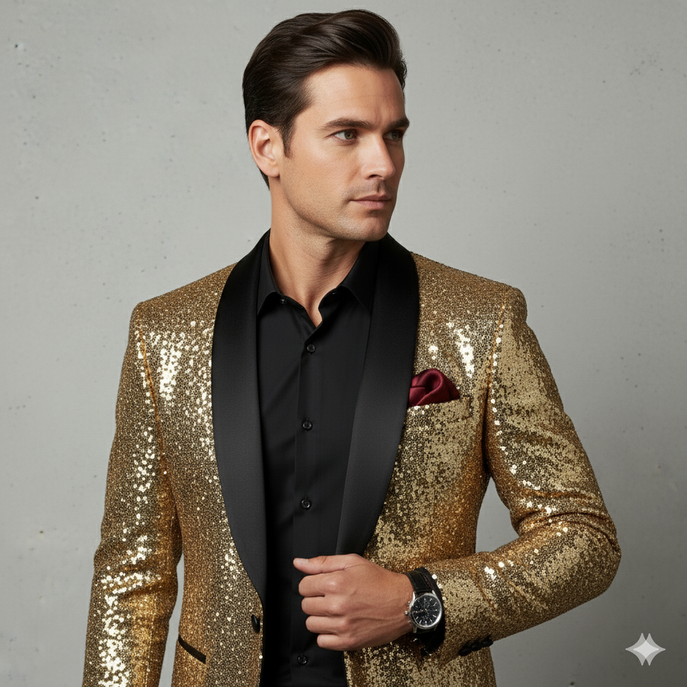 Herren Sakko mit Pailletten | Festlich & Elegant | Slim Fit