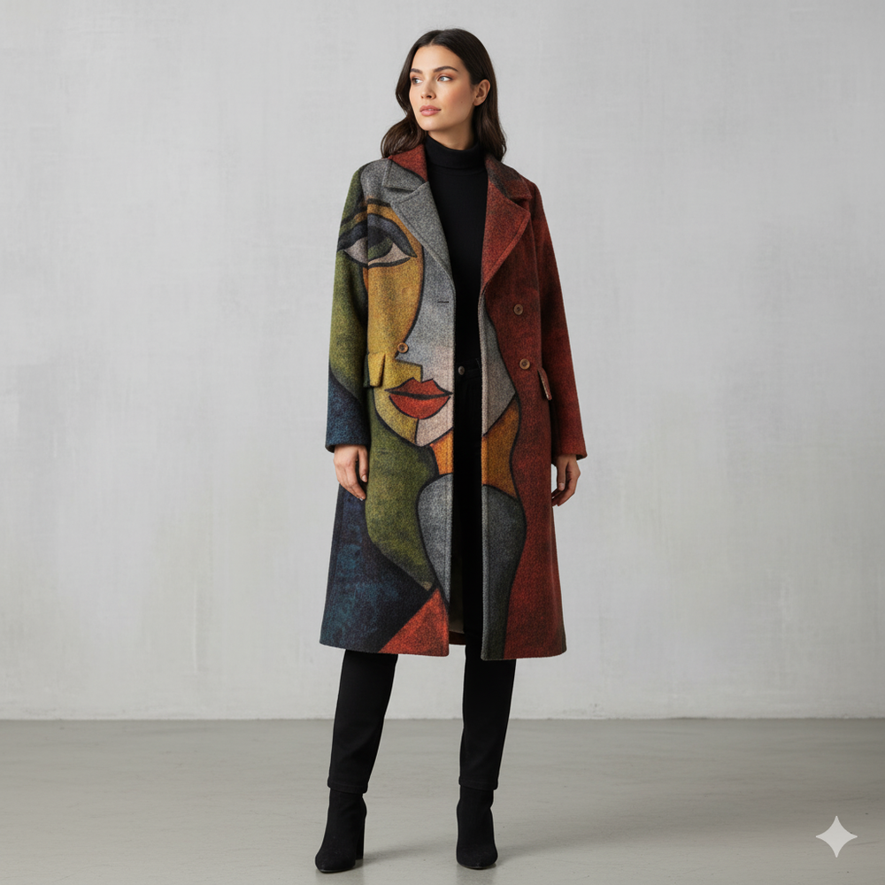 Damen Wollmantel mit Karomuster | Oversize & Warm | Winter