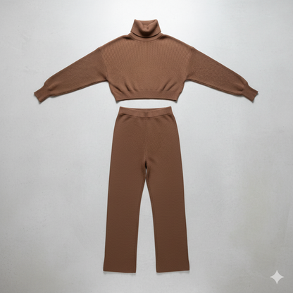 Damen Rollkragen Set mit Langarm | Lässig & Bequem | Winter