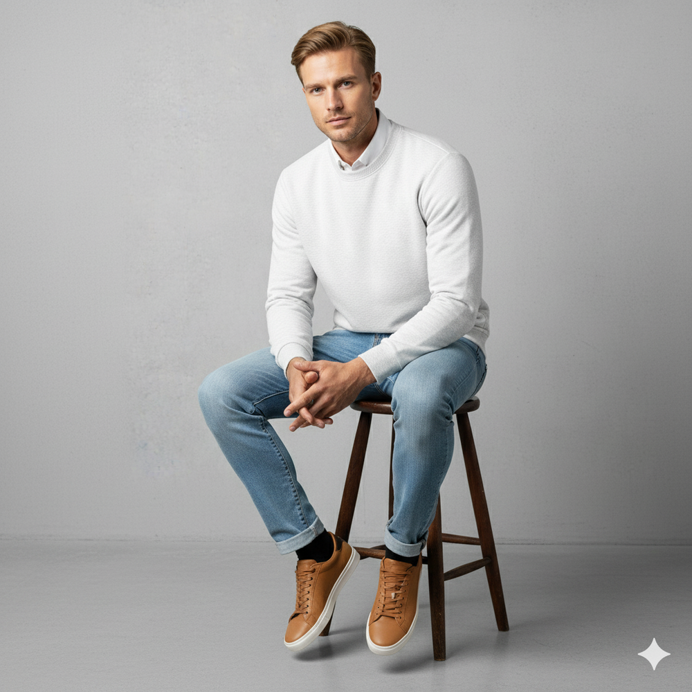 Herren Sweatshirt mit Rundhalsausschnitt