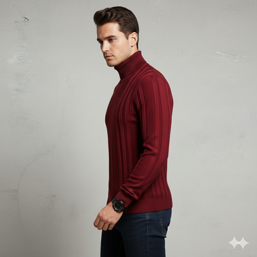Herren Rollkragenpullover mit Strukturmuster