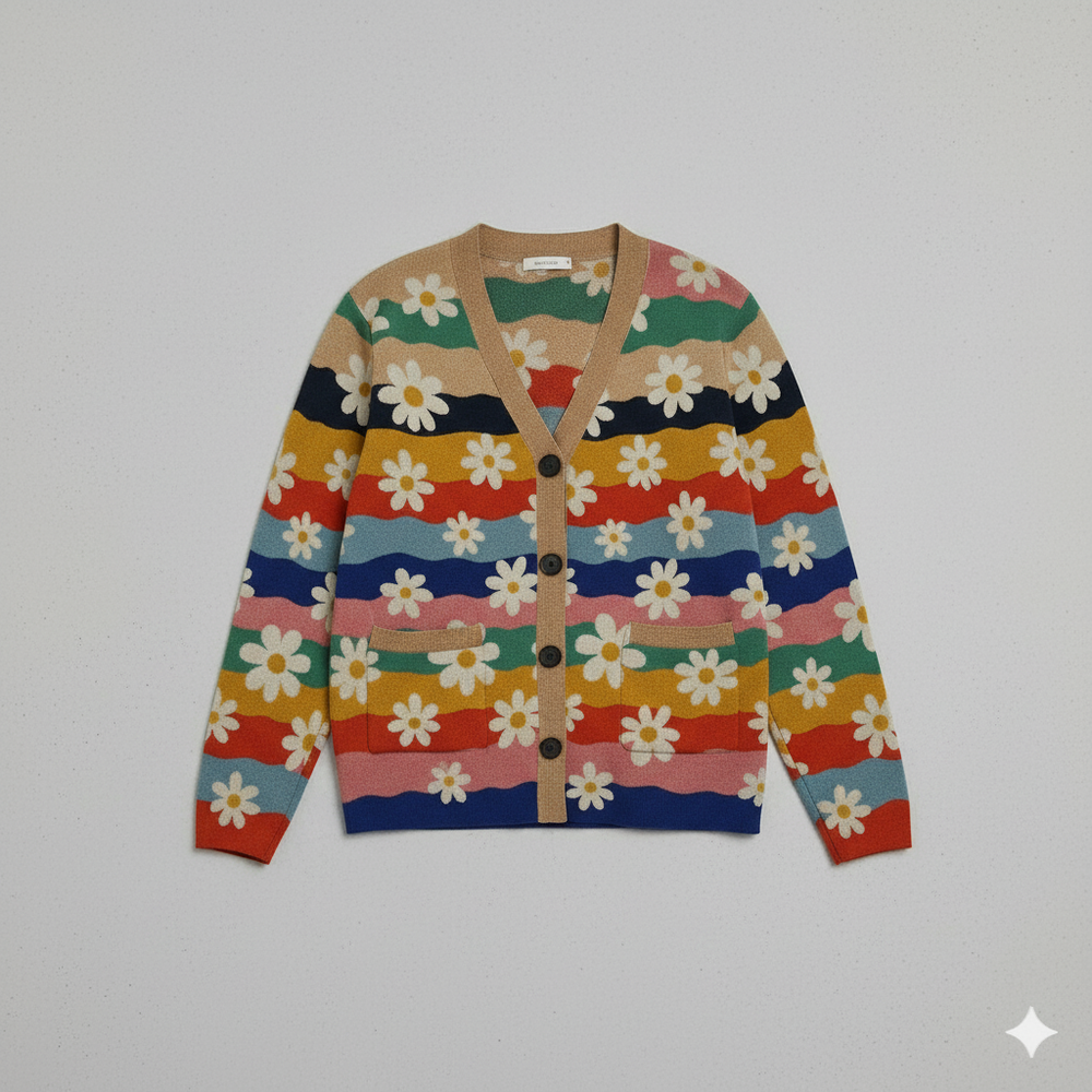 Damen Strickjacke mit abstraktem Print | Herbst/Winter | Stylisch