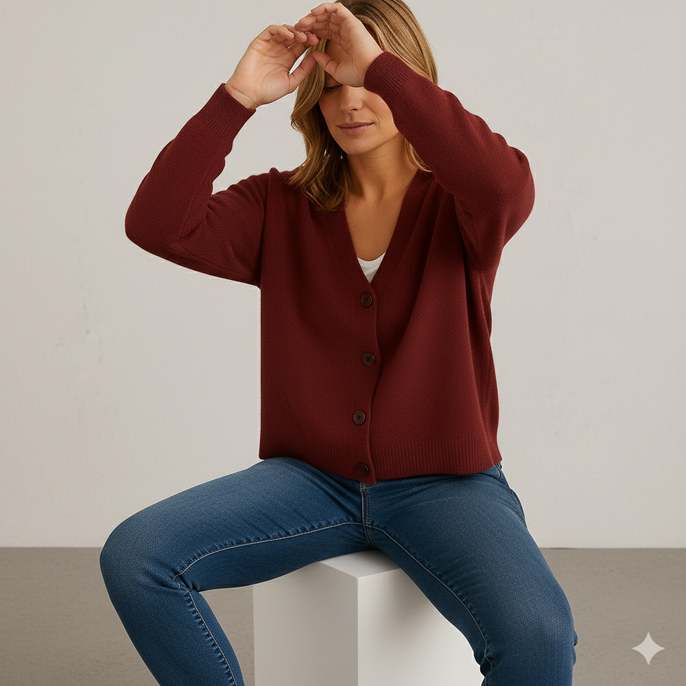 Damen Strickjacke mit V-Ausschnitt | Herbst & Übergang