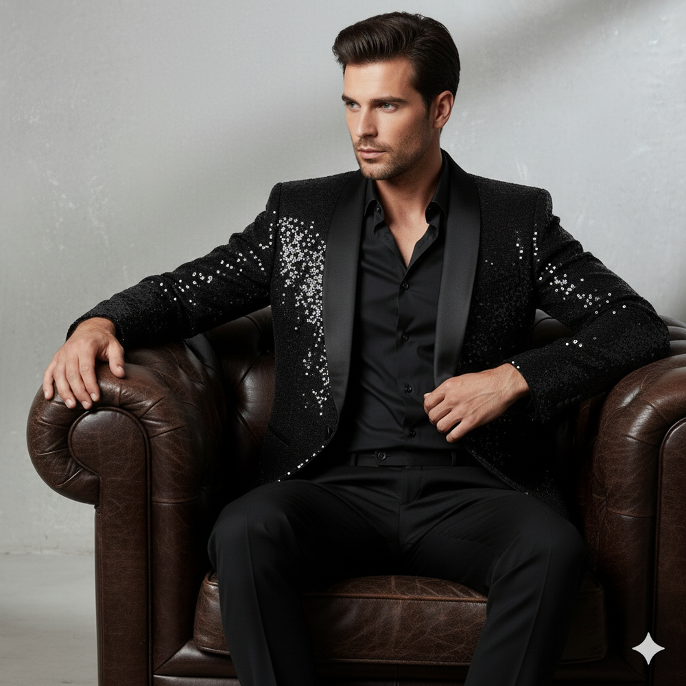 Herren Sakko mit Pailletten | Festlich & Elegant | Slim Fit