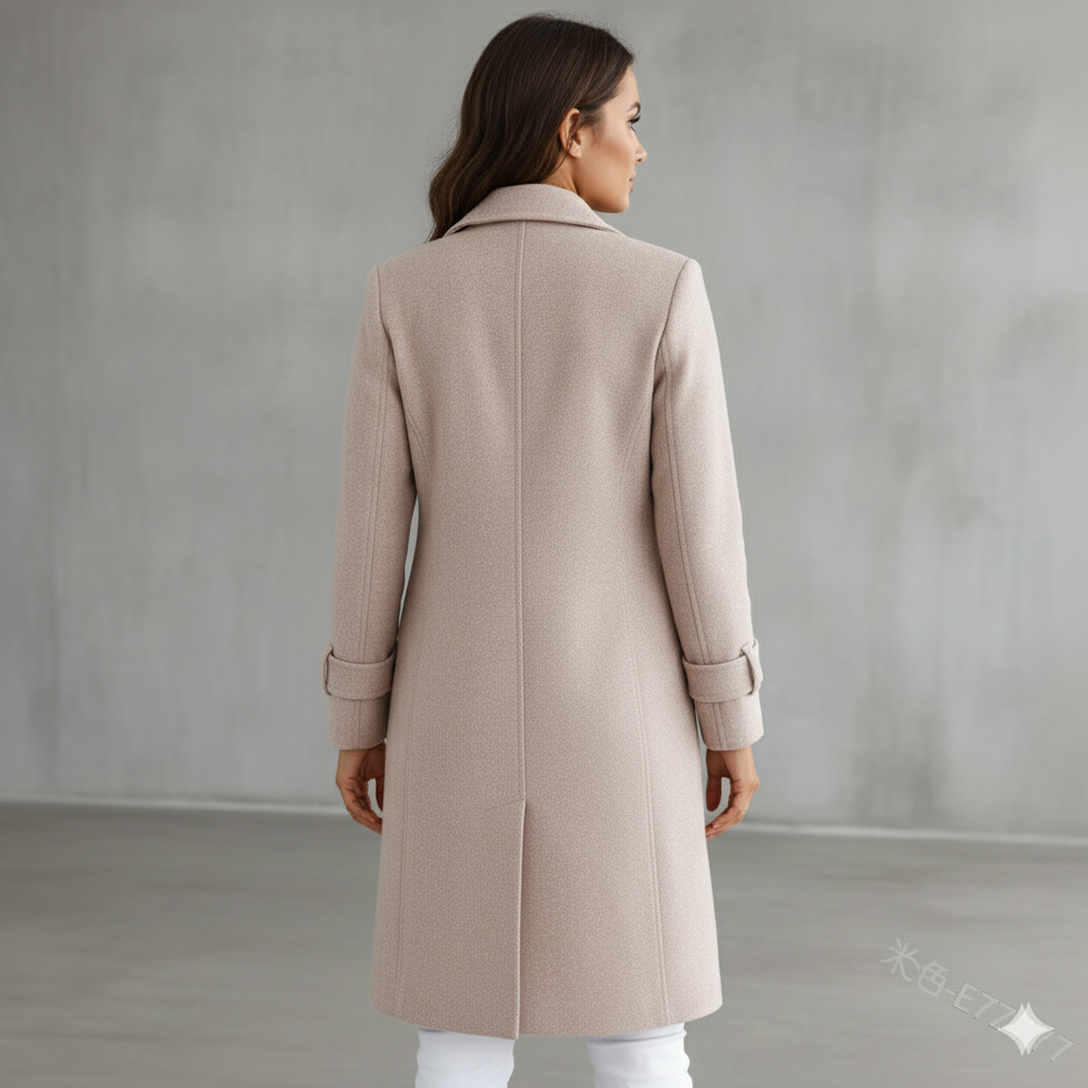 Damen Wollmantel mit Reverskragen | Elegant & Mittellang | Herbst/Winter