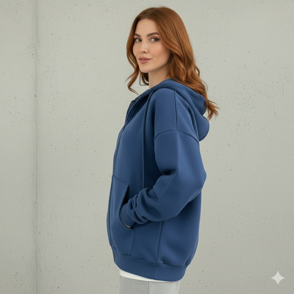 Kurz geschnittener Damen Hoodie mit Reißverschluss