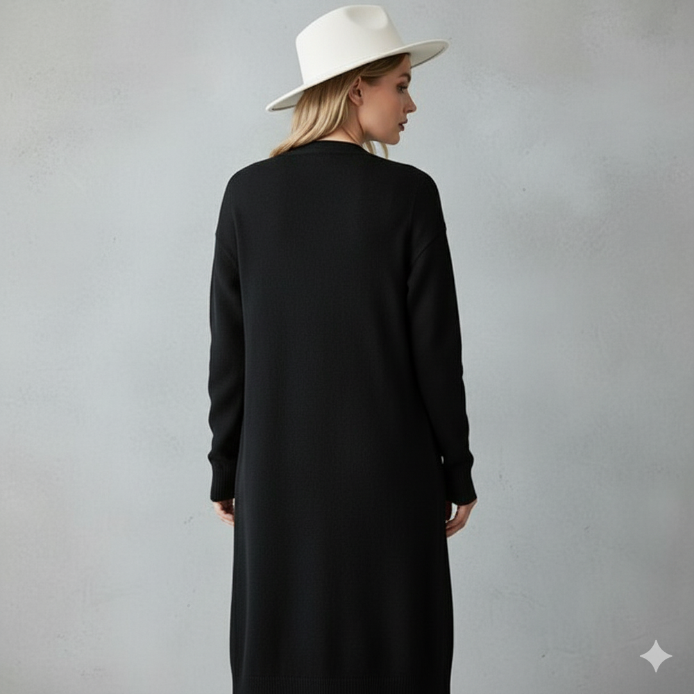 Langer Damen Strickjacke mit Taschen | Herbst & Winter | Elegant