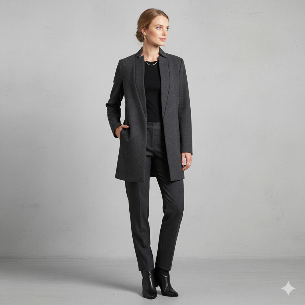 Damen Wollmantel mit Stehkragen | Schmaler Schnitt & Elegant | Herbst/Winter