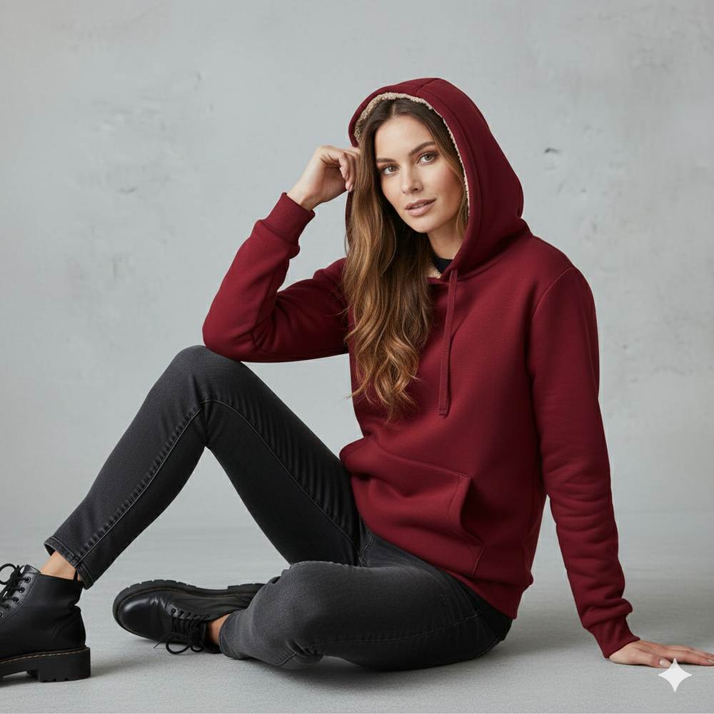 Kuscheliger Damen Hoodie mit Teddyfutter