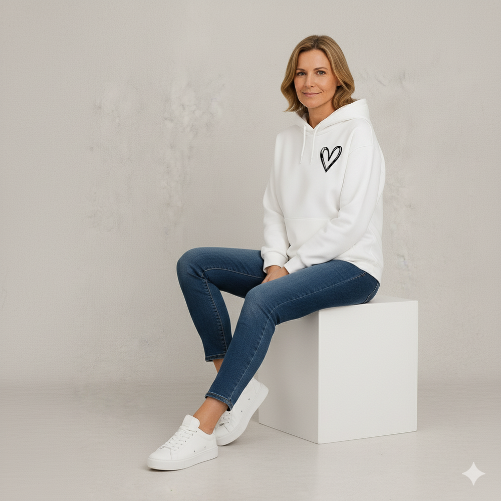 Damen Hoodie mit Herz Print | Lässig & Bequem
