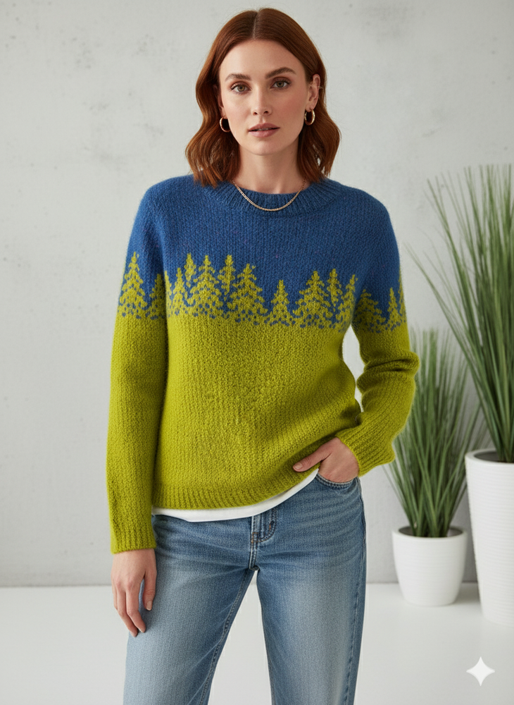 Damen Strickpullover mit Rundhals | Winter | Norweger-Muster