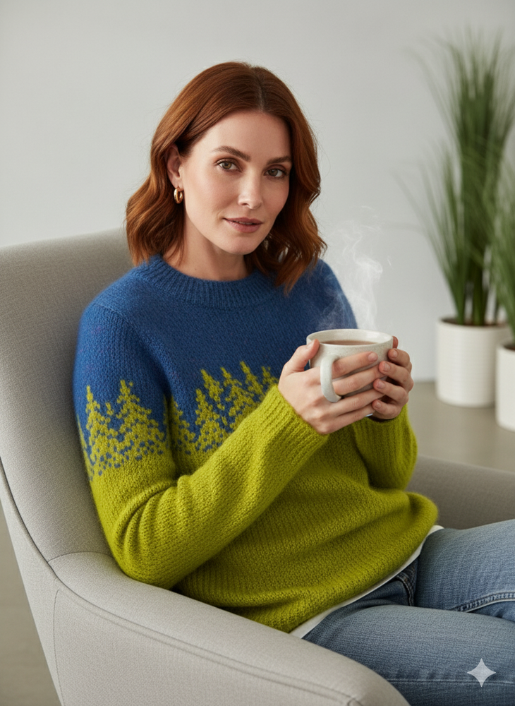 Damen Strickpullover mit Rundhals | Winter | Norweger-Muster