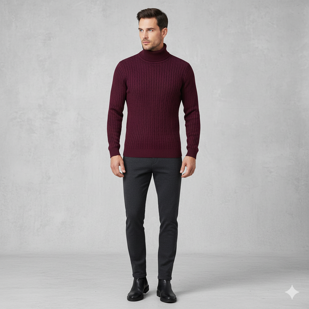 Herren Strickpullover mit Rollkragen | Slim Fit | Winter