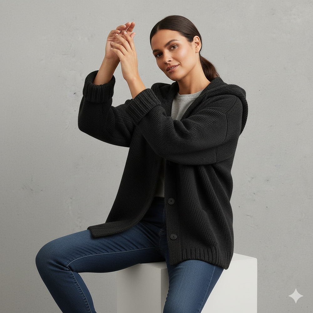 Kuscheliger Damen Strickjacke mit Kapuze | Warm für Herbst/Winter