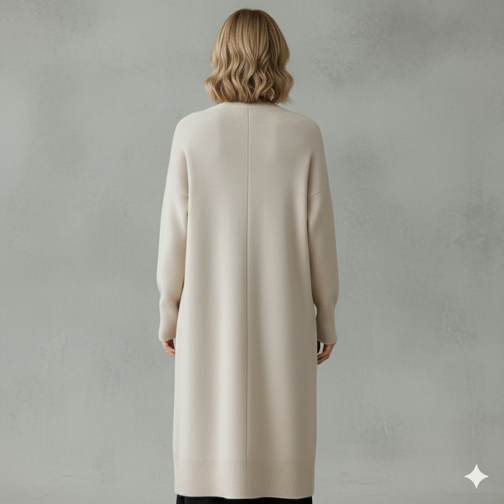 Langer Damen Strickjacke mit Taschen | Herbst & Winter | Elegant