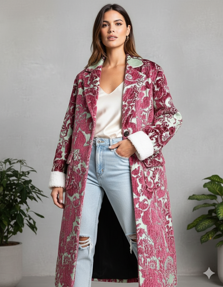 Damen Wollmantel mit Karomuster | Oversize & Warm | Winter