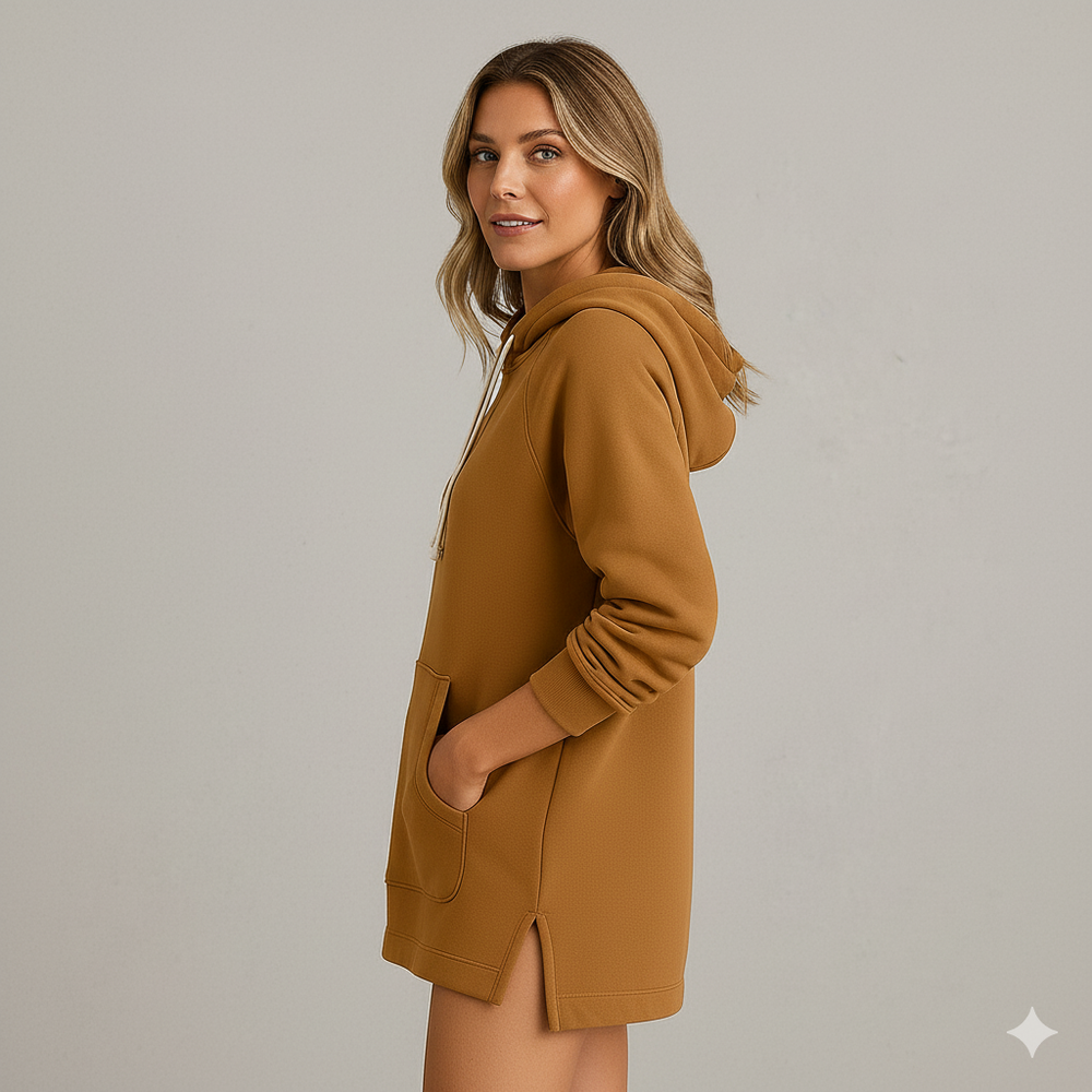 Lässiges Damen Hoodie Kleid mit Kordelzug | Bequem für Freizeit