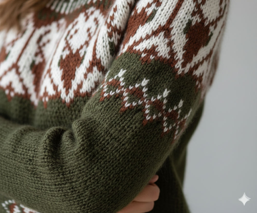 Damen Strickpullover mit Rundhals | Winter | Norweger-Muster