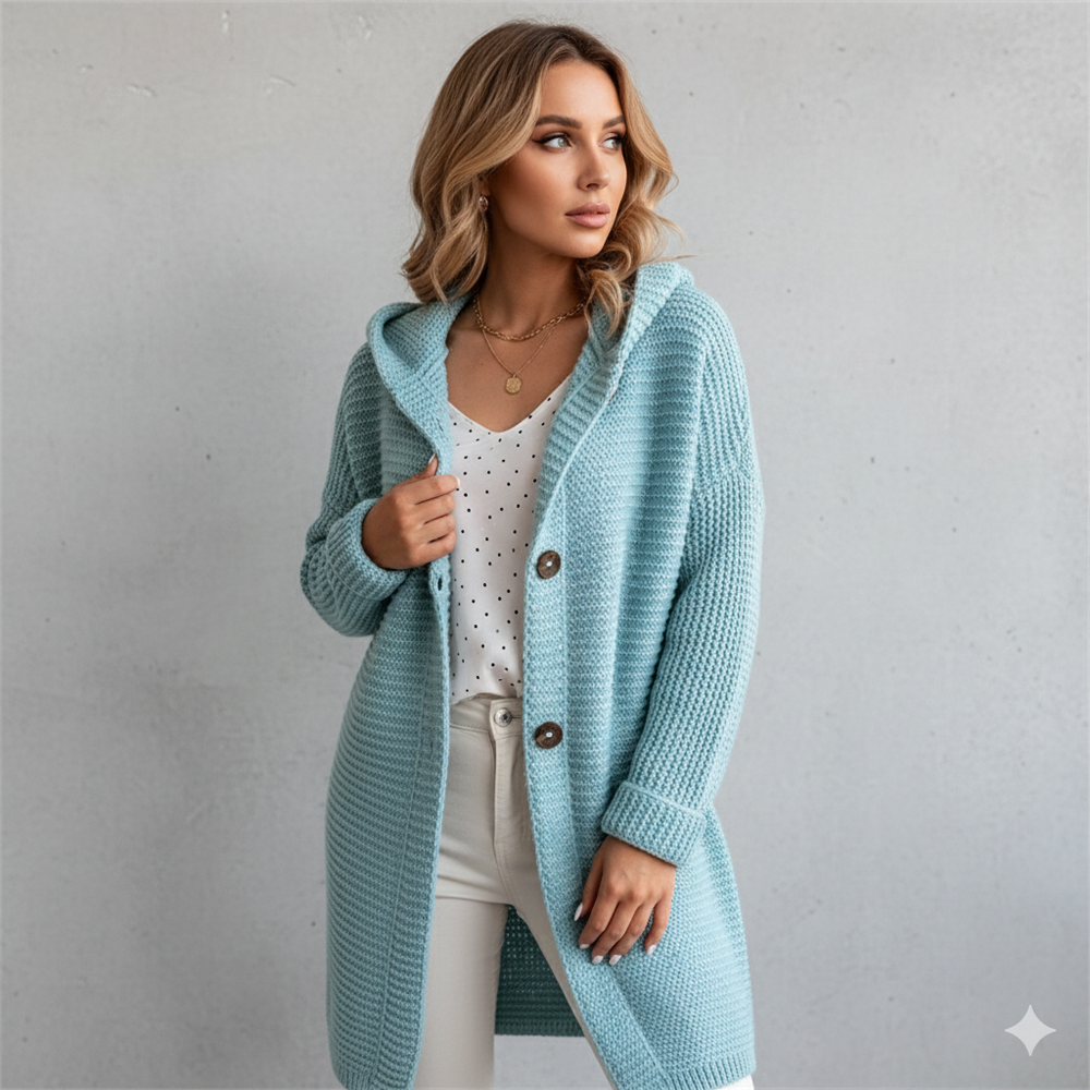 Damen Strickjacke mit Kapuze | Locker & Warm für Herbst Winter