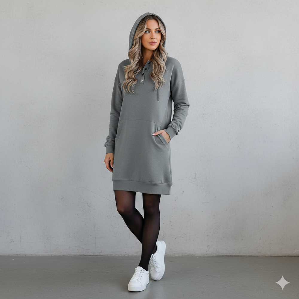 Lässiges Damen Hoodie mit Knopfleist