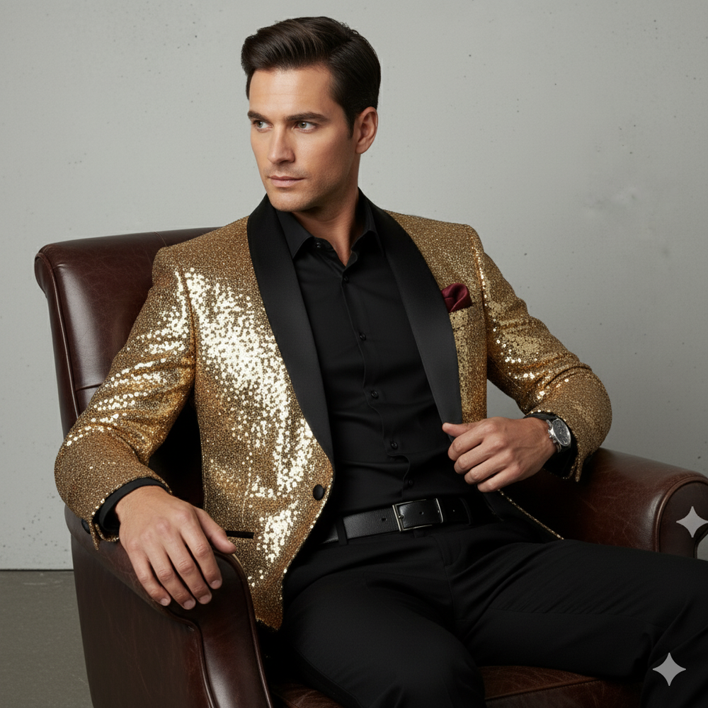 Herren Sakko mit Pailletten | Festlich & Elegant | Slim Fit