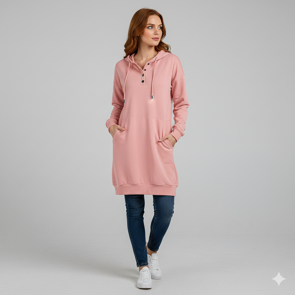 Lässiges Damen Hoodie mit Knopfleist