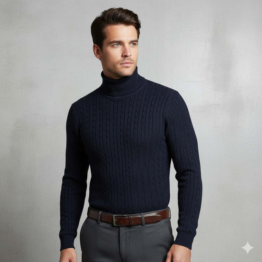 Herren Strickpullover mit Rollkragen | Slim Fit | Winter