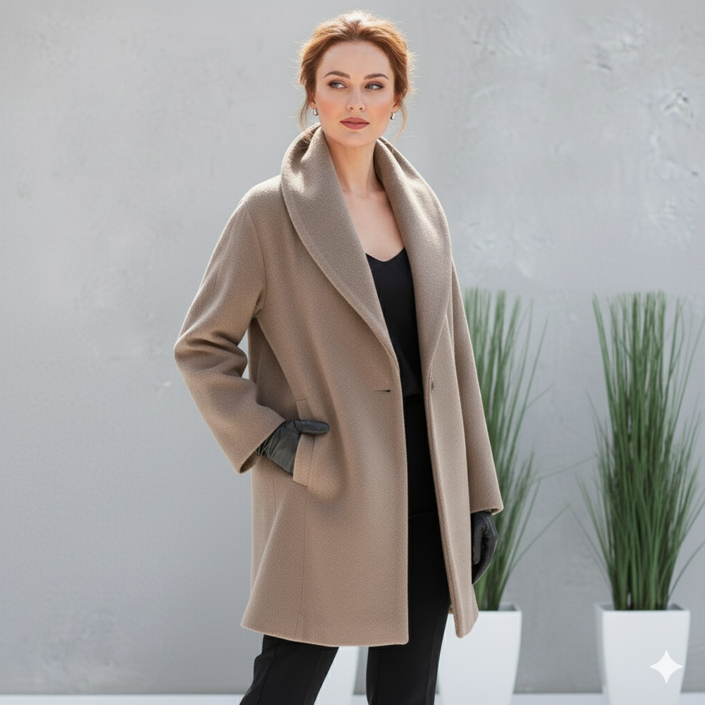 Damen Wollmantel Figurbetont Elegant | Stehkragen | Herbst Winter