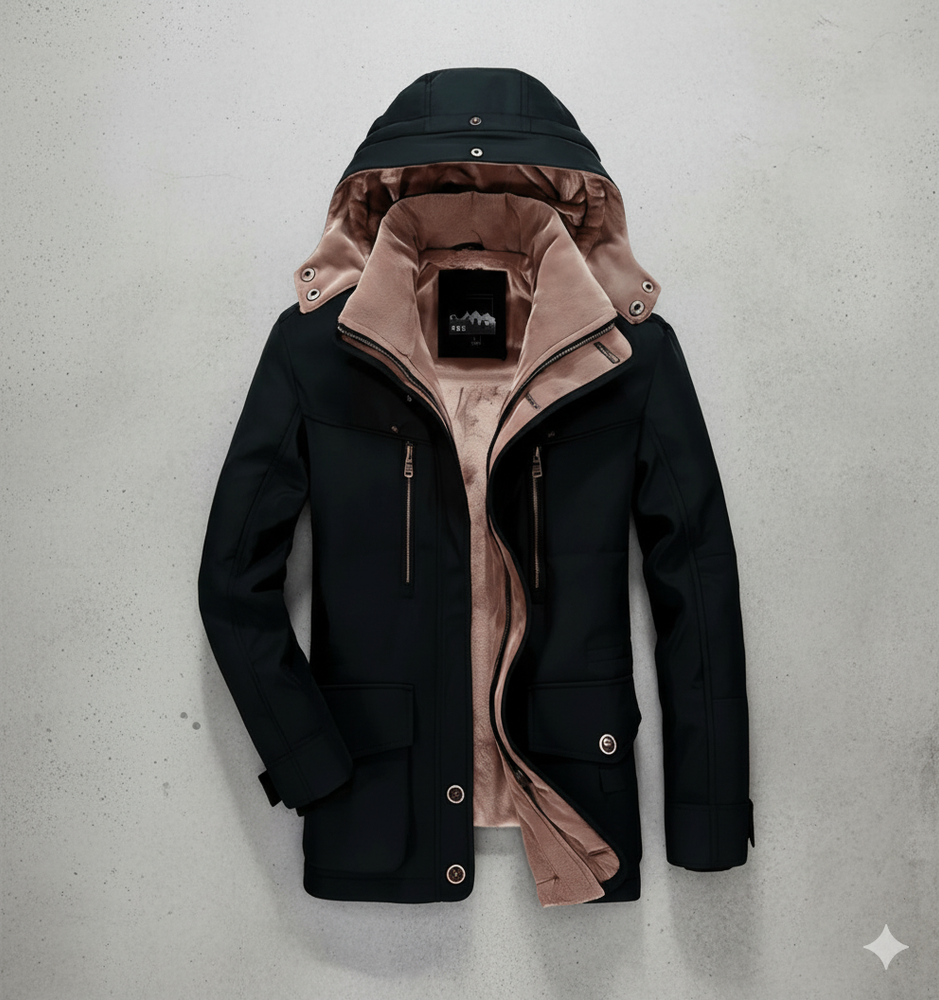 Warmer Herren Wintermantel mit Kapuze | Dick & Funktional