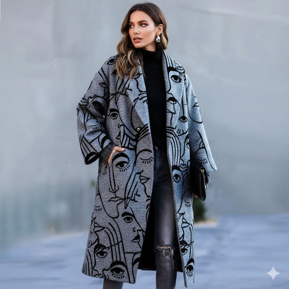 Damen Wollmantel mit Karomuster | Oversize & Warm | Winter
