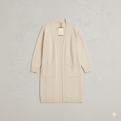 Langer Damen Strickjacke mit Taschen | Herbst & Winter | Elegant