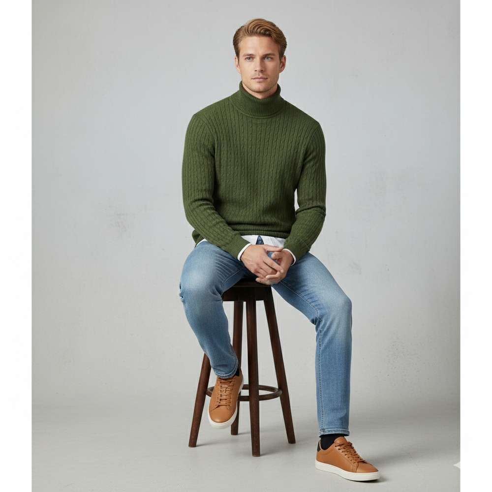 Feiner Herren Strickpullover mit Rollkragen
