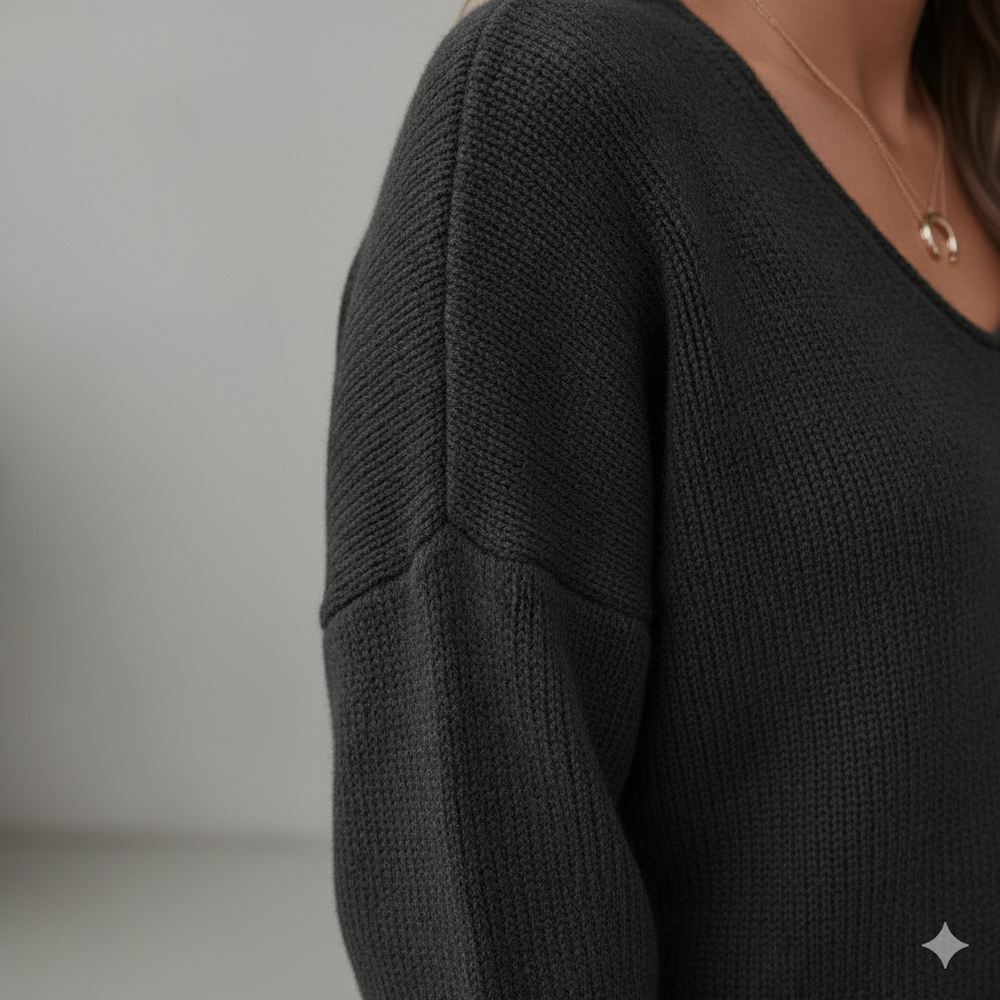 Damen Strickpullover mit V Ausschnitt | Locker & Freizeit