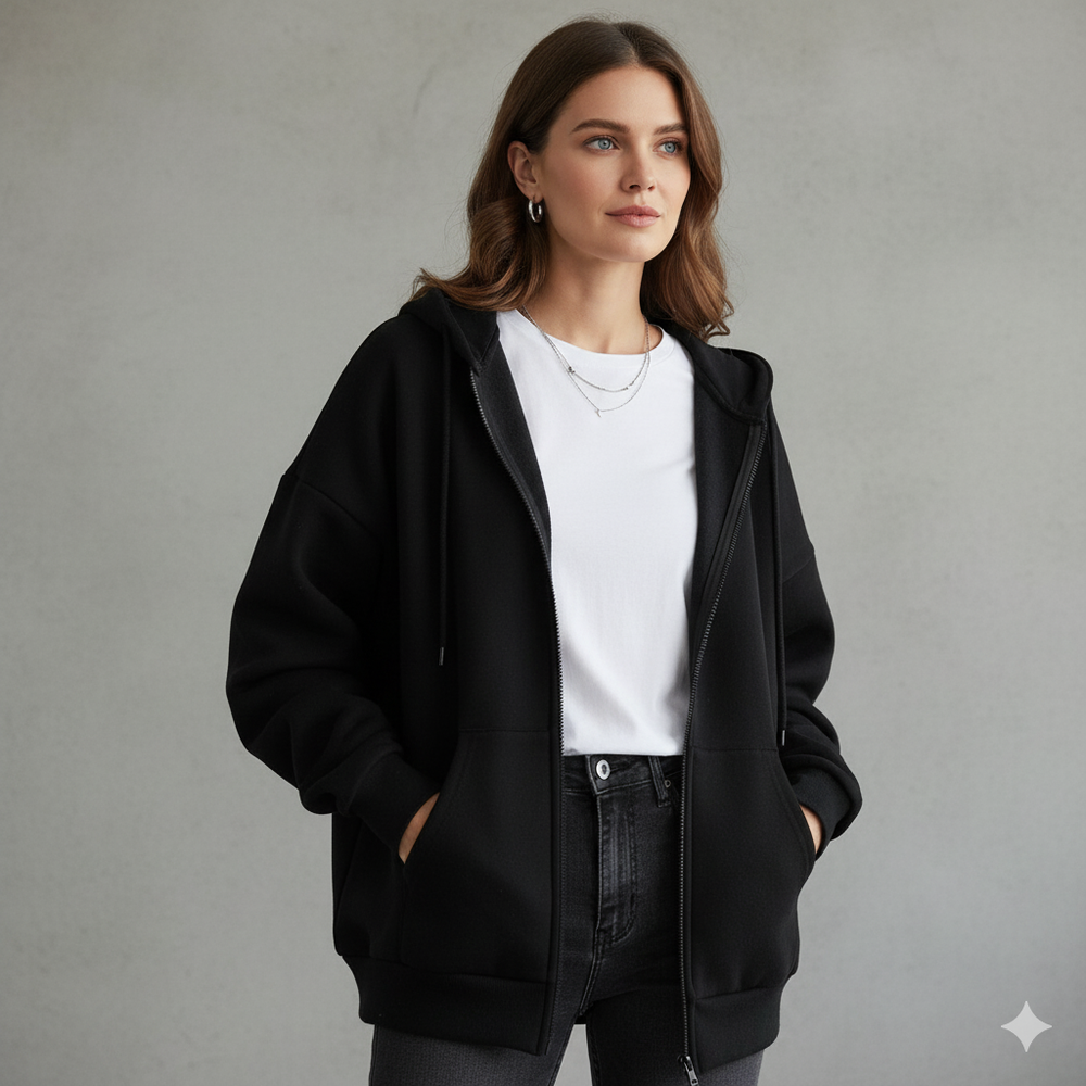 Kurz geschnittener Damen Hoodie mit Reißverschluss