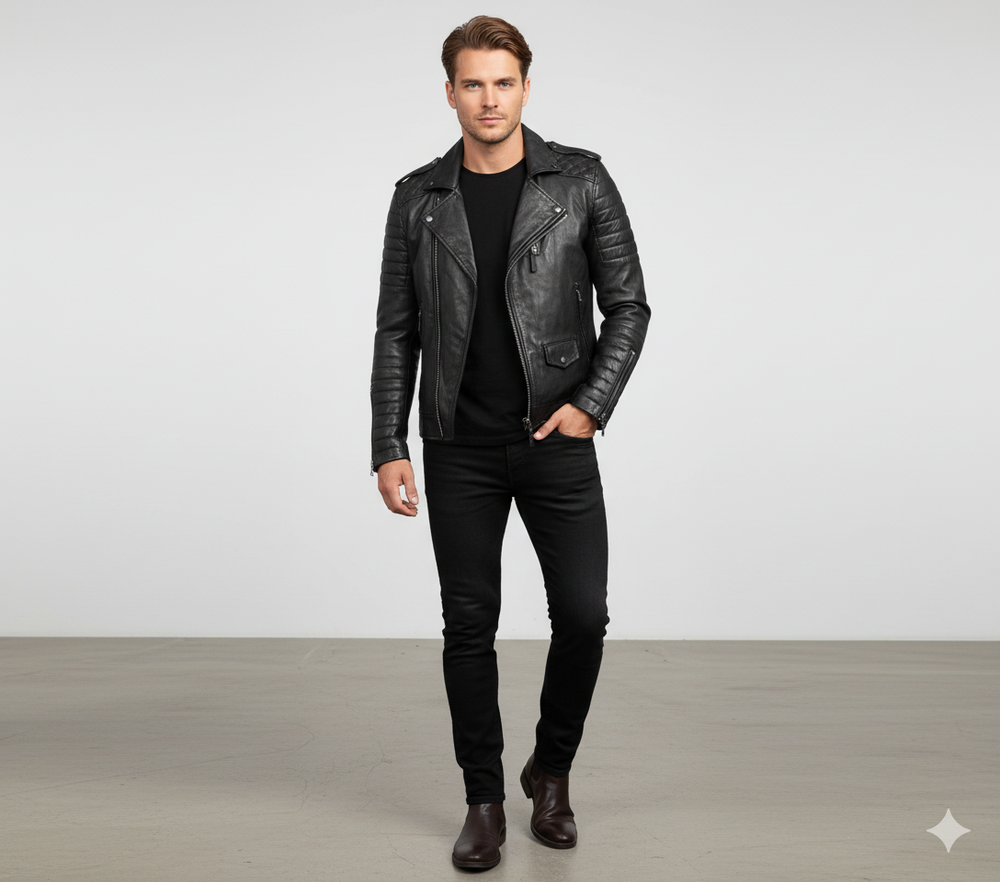 Herren Bikerjacke aus Veganleder | Modern & Casual