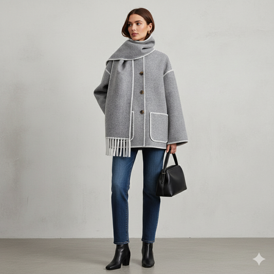 Damen Wollmantel mit Schal Kragen | Winter | Locker & Warm