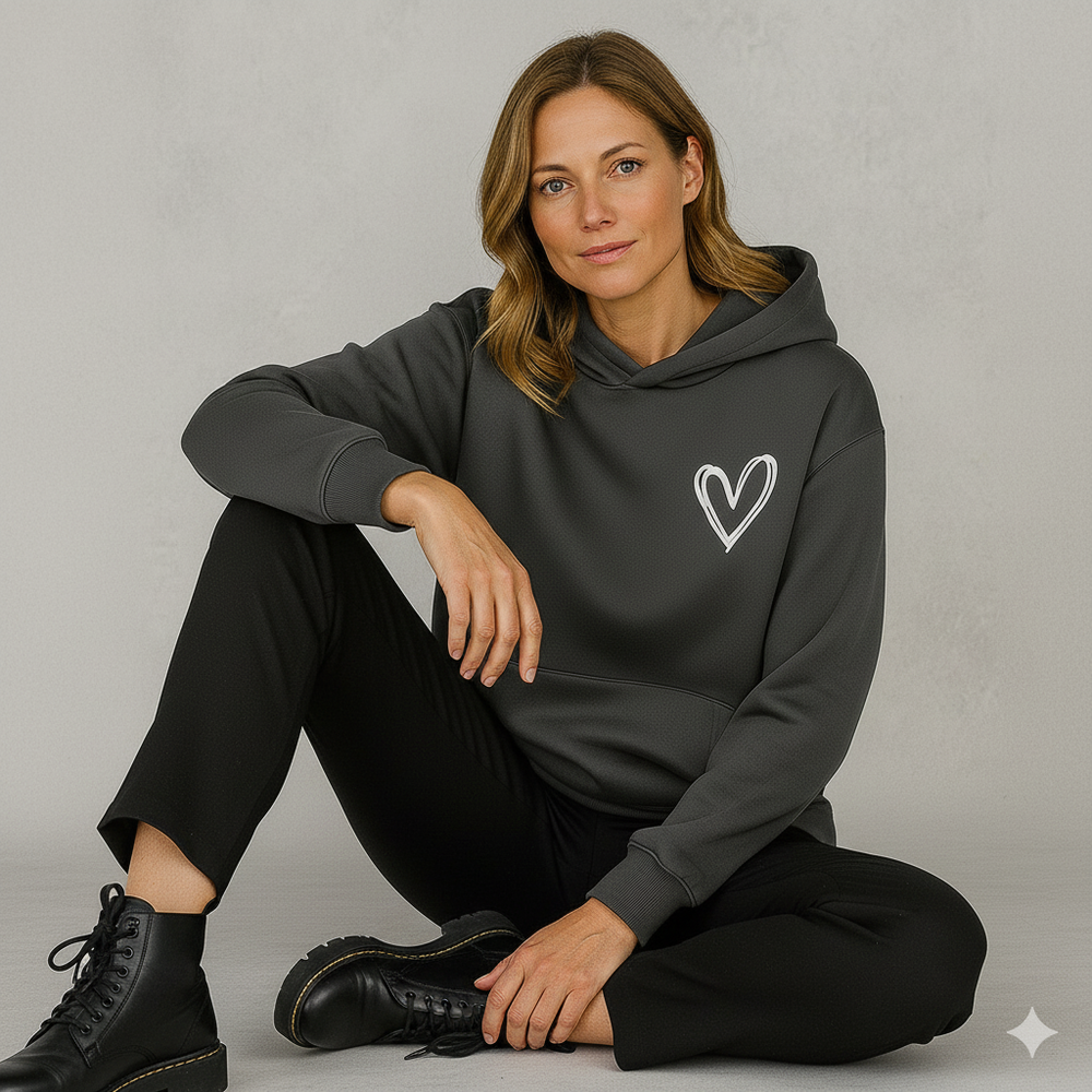 Damen Hoodie mit Herz Print | Lässig & Bequem