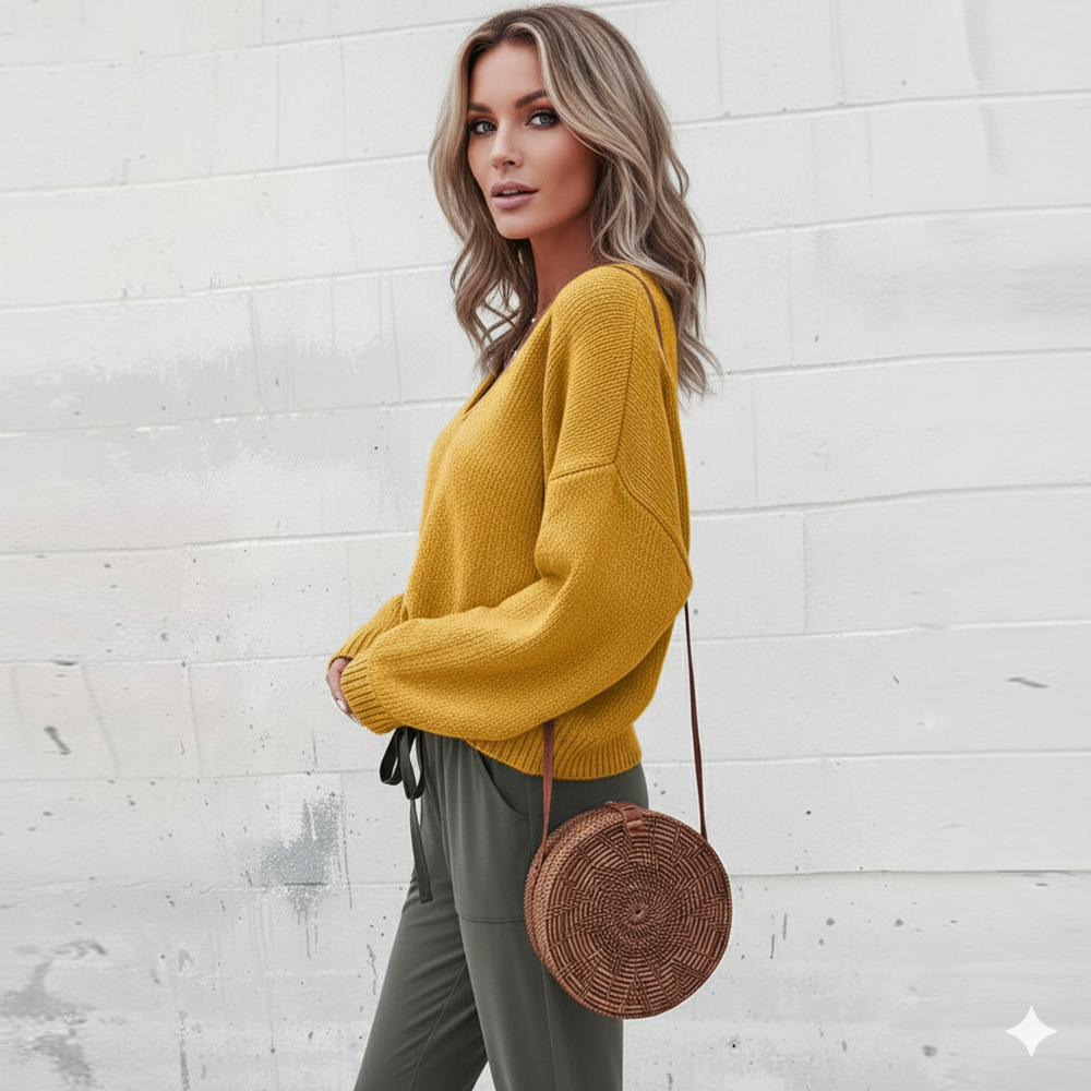 Damen Strickpullover mit V Ausschnitt | Locker & Freizeit