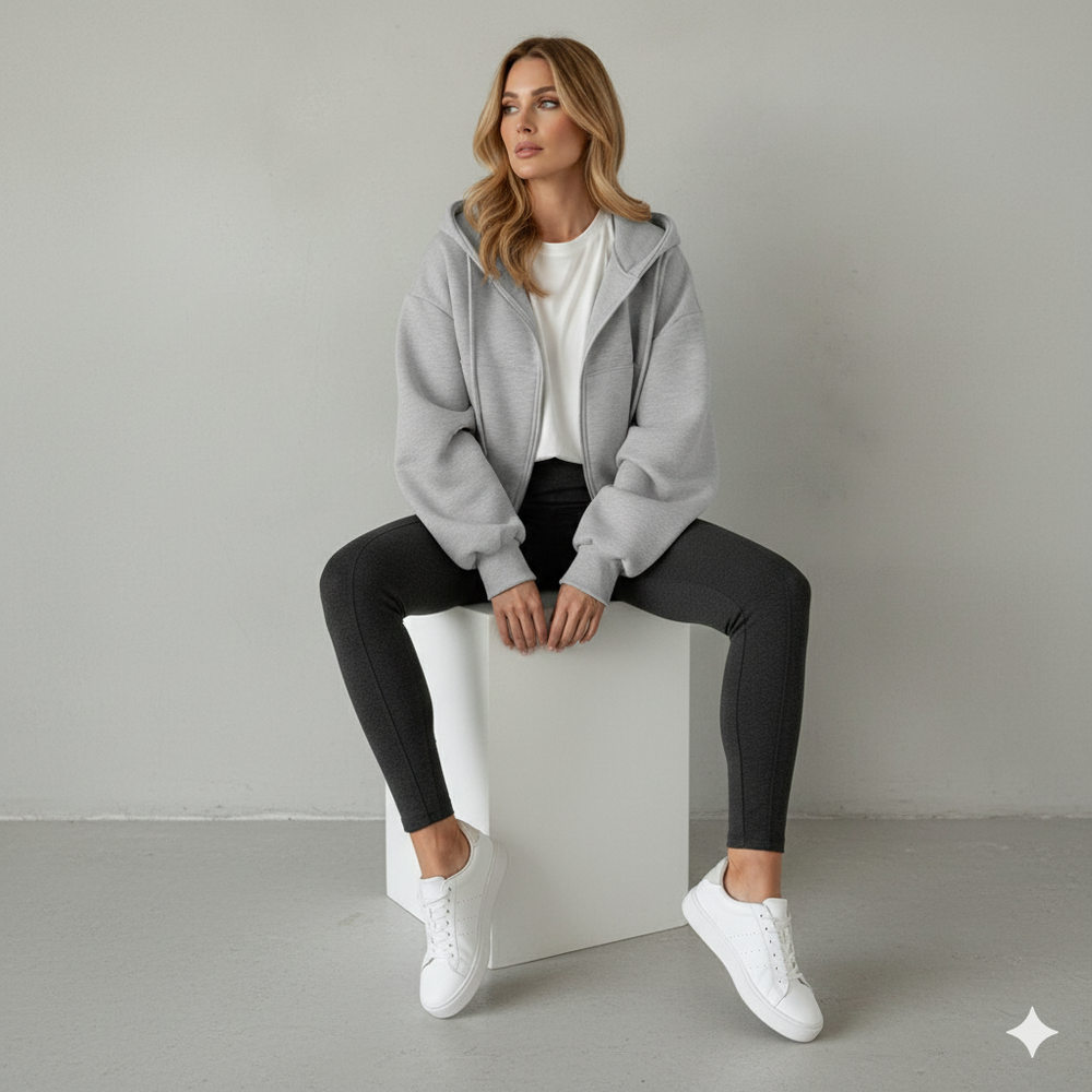 Kurz geschnittener Damen Hoodie mit Reißverschluss