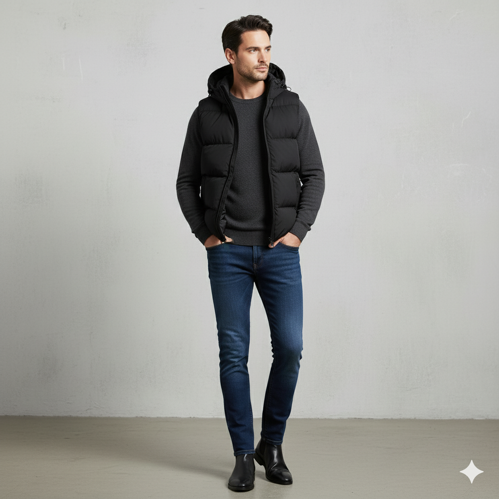Herren Steppweste mit Kapuze | Warm & Bequem | Herbst/Winter