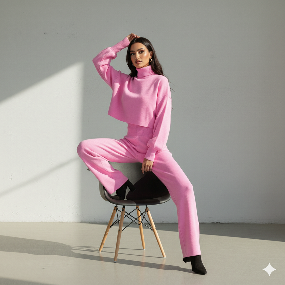 Damen Rollkragen Set mit Langarm | Lässig & Bequem | Winter