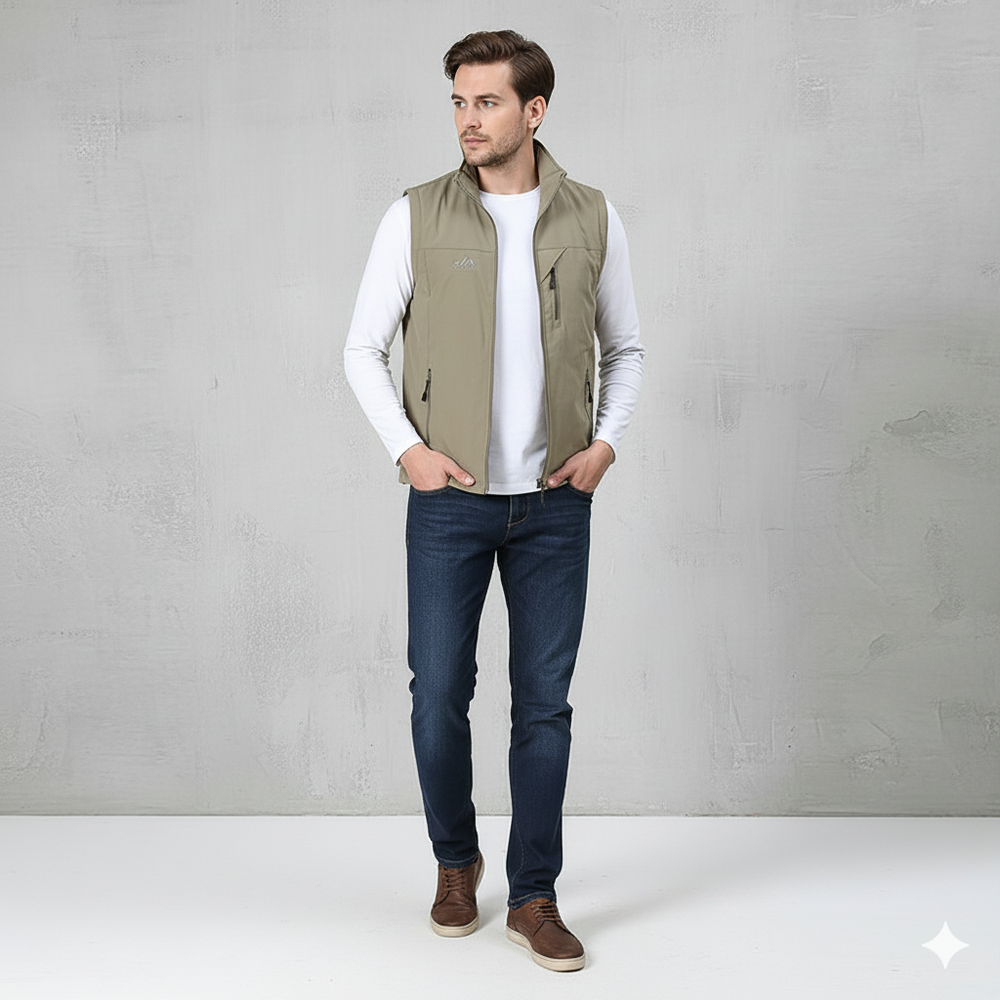 Herren Freizeitweste mit Reißverschluss | Leicht & Atmungsaktiv | Herbst
