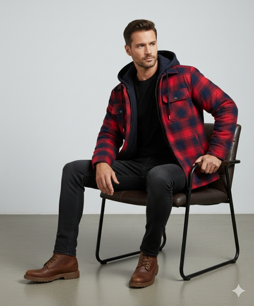 Gepolsterte Herrenjacke mit Karomuster | Warm & Casual Winter