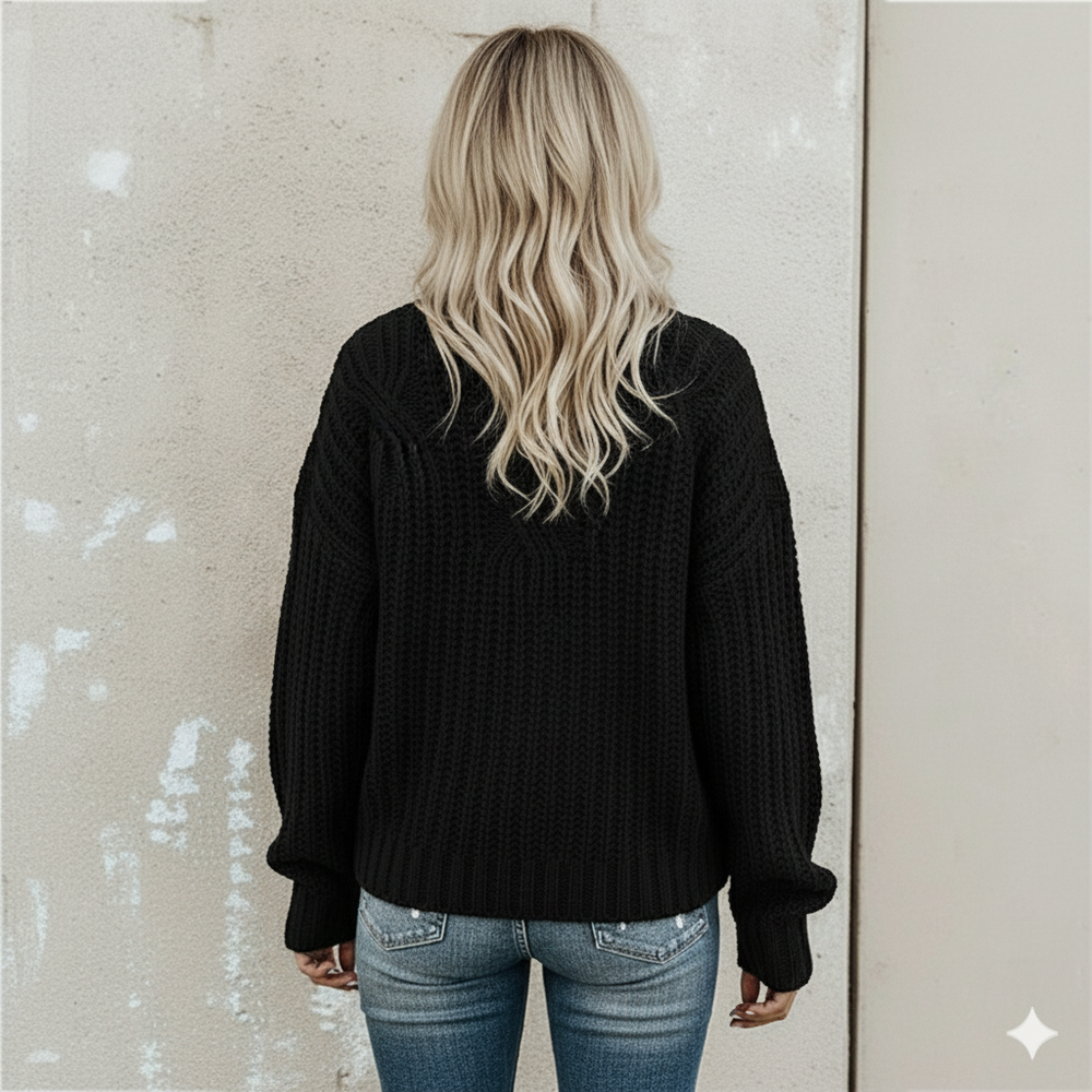 Damen Strickpullover mit Zopfmuster | Warm & Hochgeschlossen | Winter