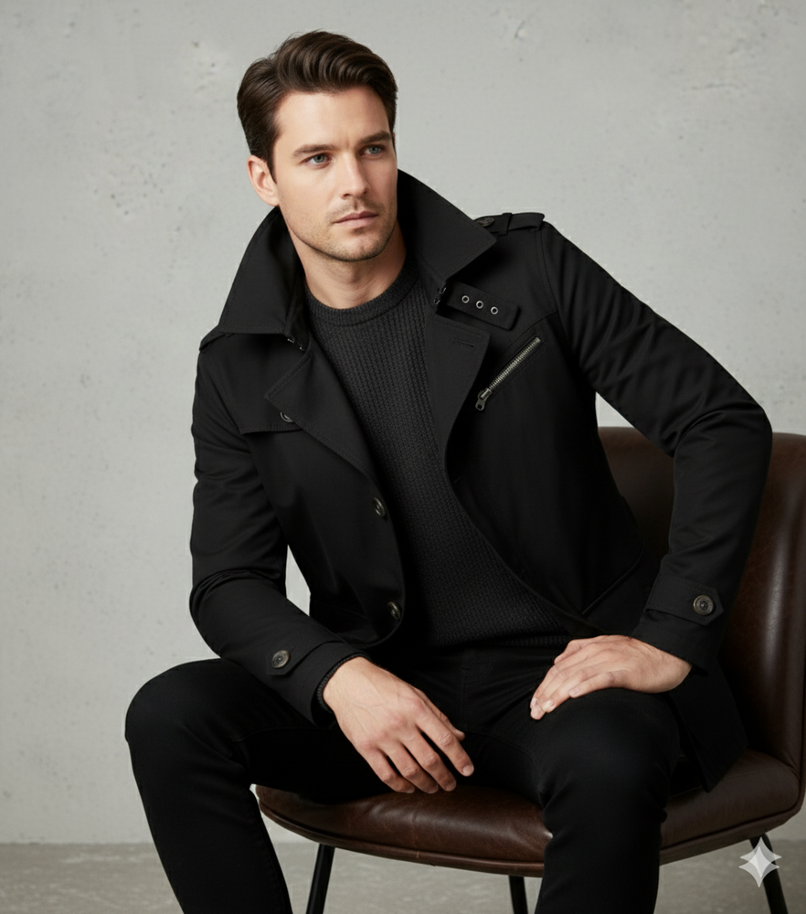 Eleganter Herren Trenchcoat mit Reverskragen | Herbst Übergang