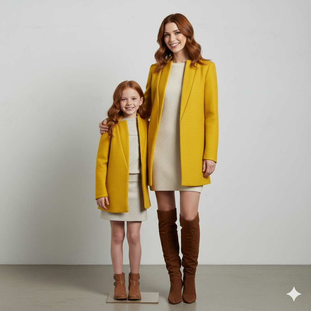 Damen Wollmantel mit Stehkragen | Schmaler Schnitt & Elegant | Herbst/Winter