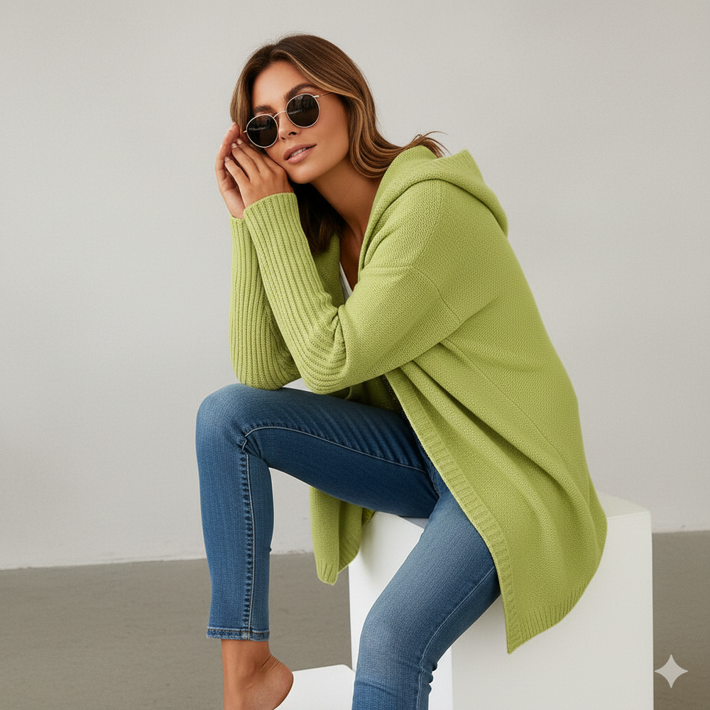 Damen Strickjacke mit Kapuze | Lässig & Übergang