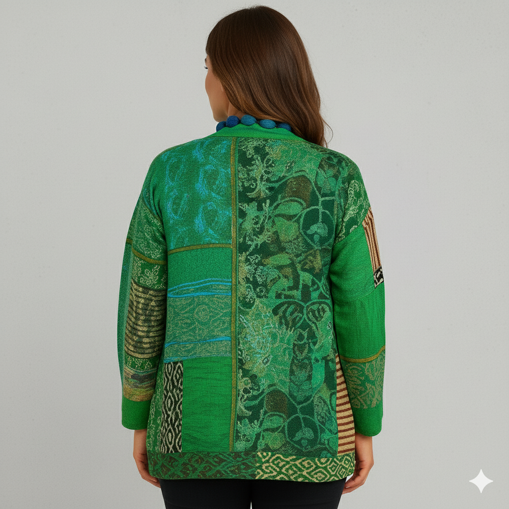 Weit geschnittener Damenmantel mit Ethno Muster | Boho Stil